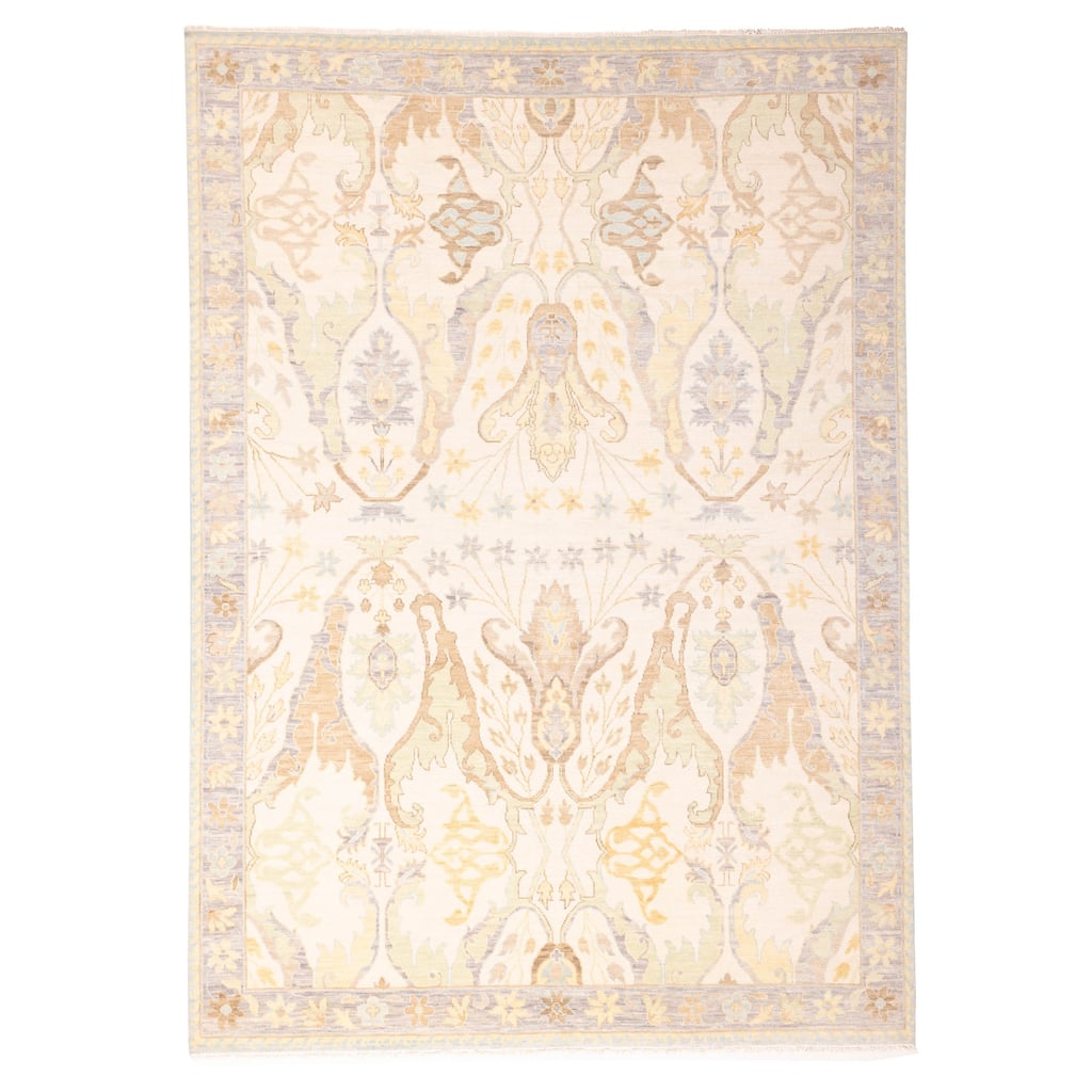 ECARPETGALLERY Hand-knotted Modern Oushak Ivory Wool Rug - 10'3 x 14'3