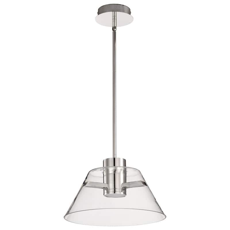 Edmond 14 Inch LED Pendant Polished Nickel with Clear Glass - Polished Nickel - Polished Nickel
