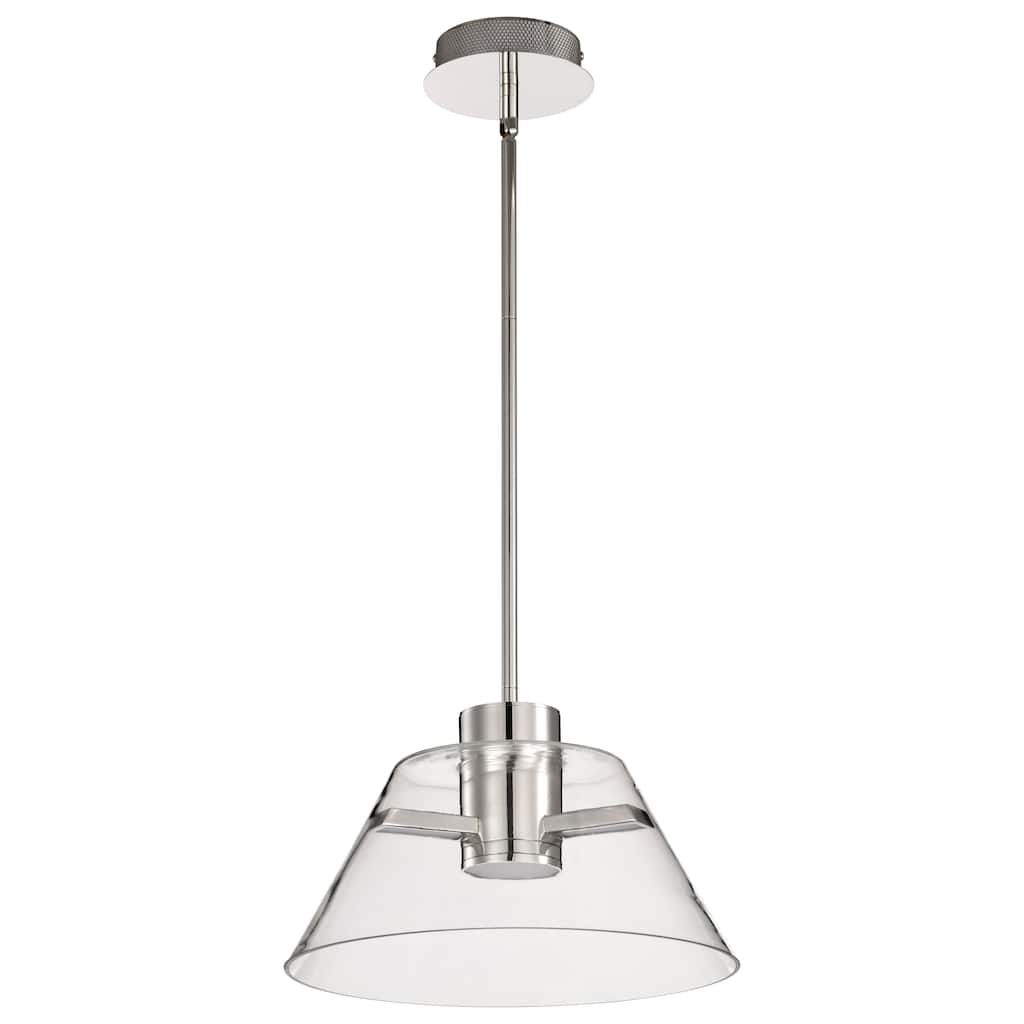 Edmond 14 Inch LED Pendant Polished Nickel with Clear Glass - Polished Nickel