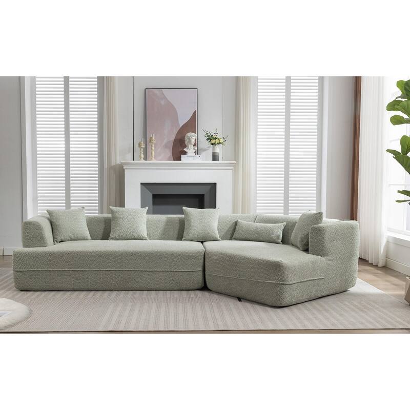 Minimalist Boucle Modular Sofa, Comfortable 3-Seater with Reversible Sectional Design, Ideal for Living Room