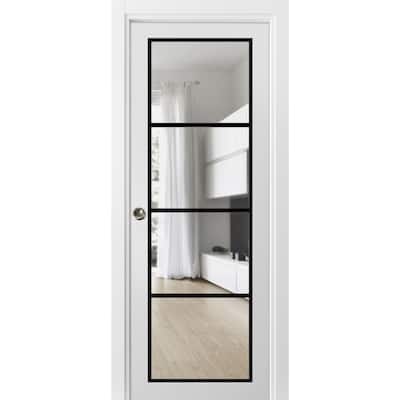 French Pocket Door 18x80 Lucia 2466 White Silk Kit Trims Rail
