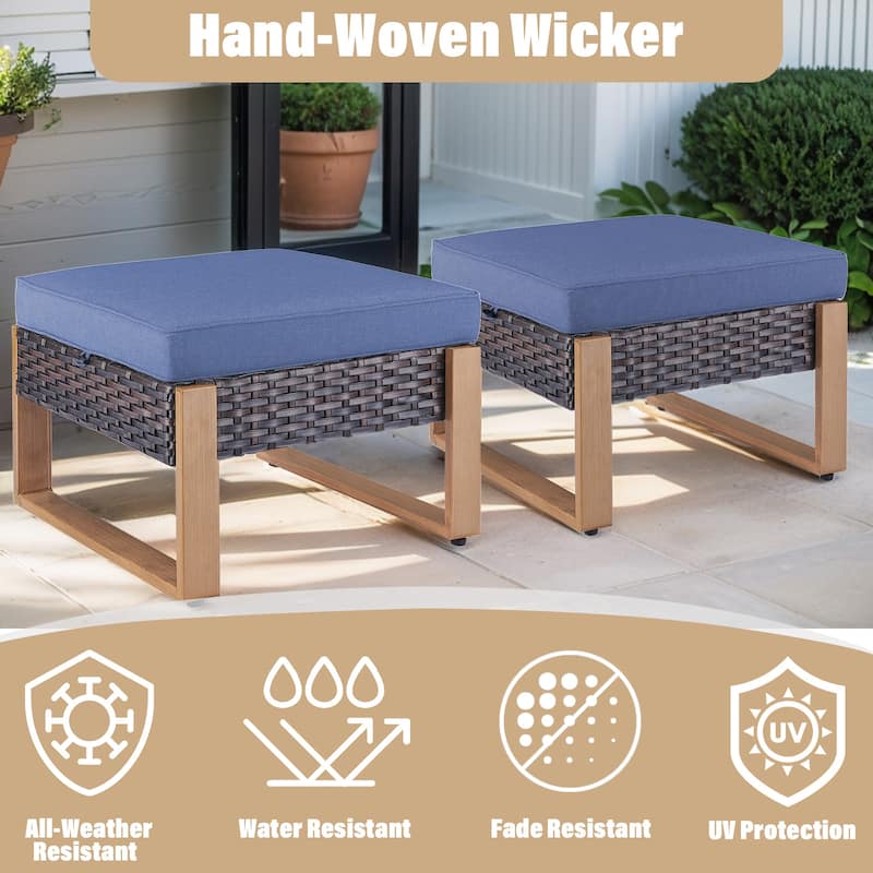 Gymojoy Outdoor Rattan Wicker Ottoman Seat Weather-resistance