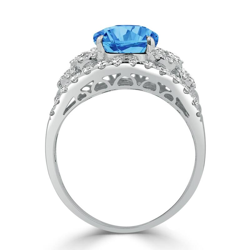 Auriya 3 1/5ct Oval Blue Topaz and Diamond Ring 1 1/3ctw 18K Gold