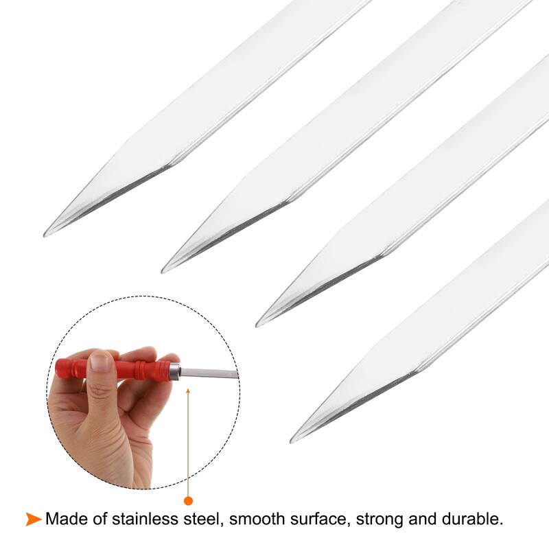 16pcs Kebob Skewers 40cmx5.92mmx1.66mm Flat Stick with Red Grip Handle