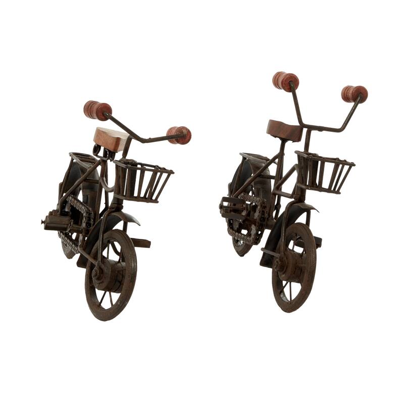Metal Bike Sculpture with Wood Accents - Set of 2 Black - Roche River Decor - Black or Gold