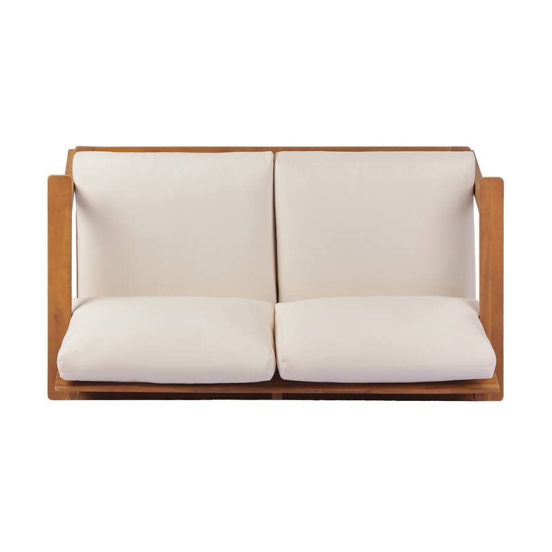 Christopher Knight Home - Haven Mid-Century 2-Piece Acacia Wood Patio Loveseat Set