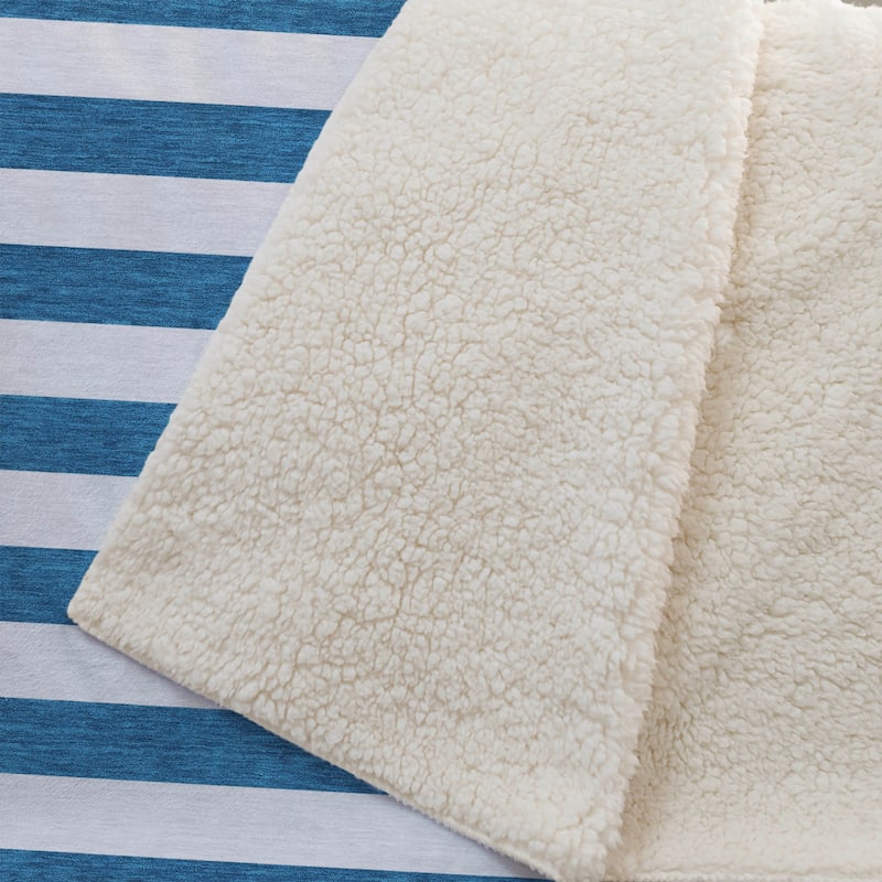 Premium Machine Washable Modern Stripes Sherpa Throw Blanket