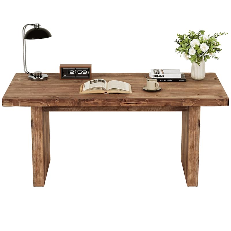 Solid Wood Executive Office Desk, 63" Large Computer Desk Workstation