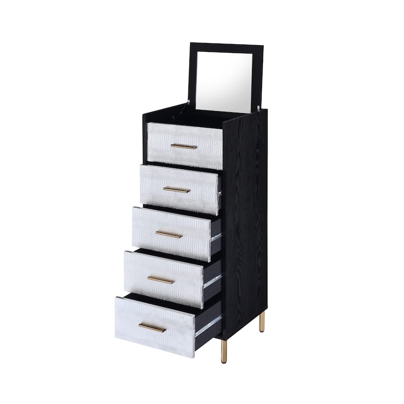 5-Drawer Solid Wood Vertical Chest, Modern Wooden Chest of Drawers with Spacious Storage Space for Bedroom, Lliving room