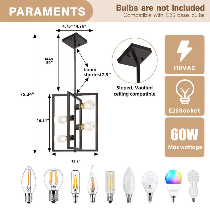 4- Light Dimmable Geometric Chandelier