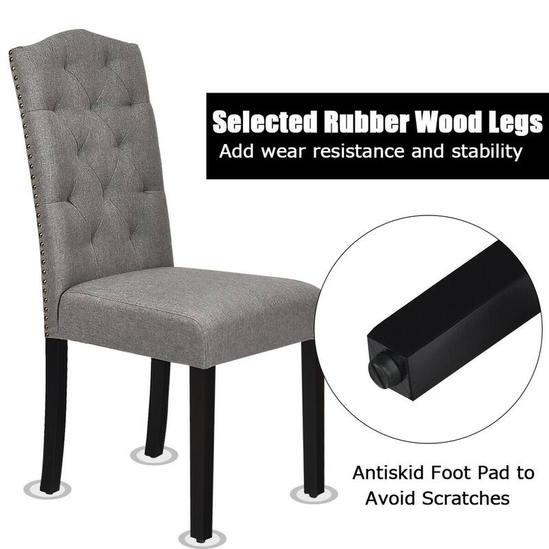 Gymax Set of 4 Tufted Dining Chair Upholstered w/ Nailhead Trim & - See Details