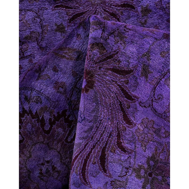 Fine Vibrance, One-of-a-Kind Hand-Knotted Area Rug - Purple, 6' 1" x 6' 1" - 6' 1" x 6' 1"