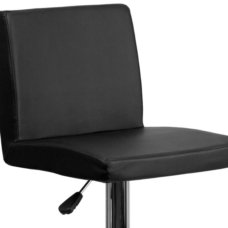 Contemporary Vinyl Adjustable Panel Back Chrome Barstool - 15.25"W x 18.5"D x 35.25" - 43.75"H