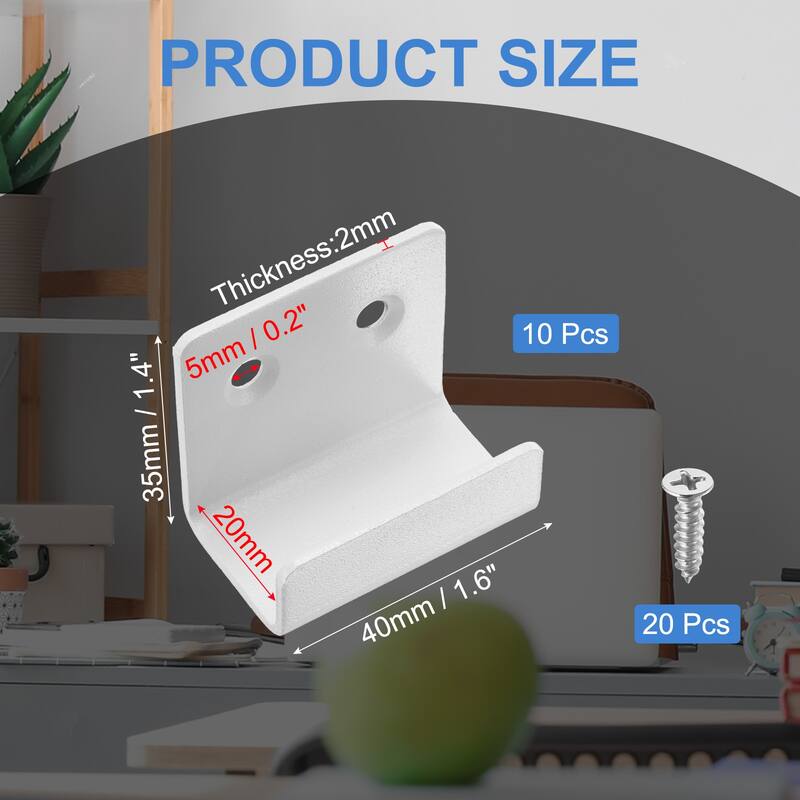 10 Pcs Stainless Steel Tile Hanger Tile Display Bracket - White - 20mm