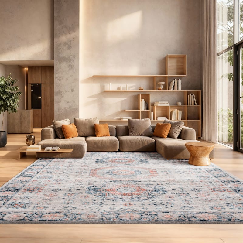 SAFAVIEH Madison Billye Vintage Rug - 9' x 12' - Beige/Blue