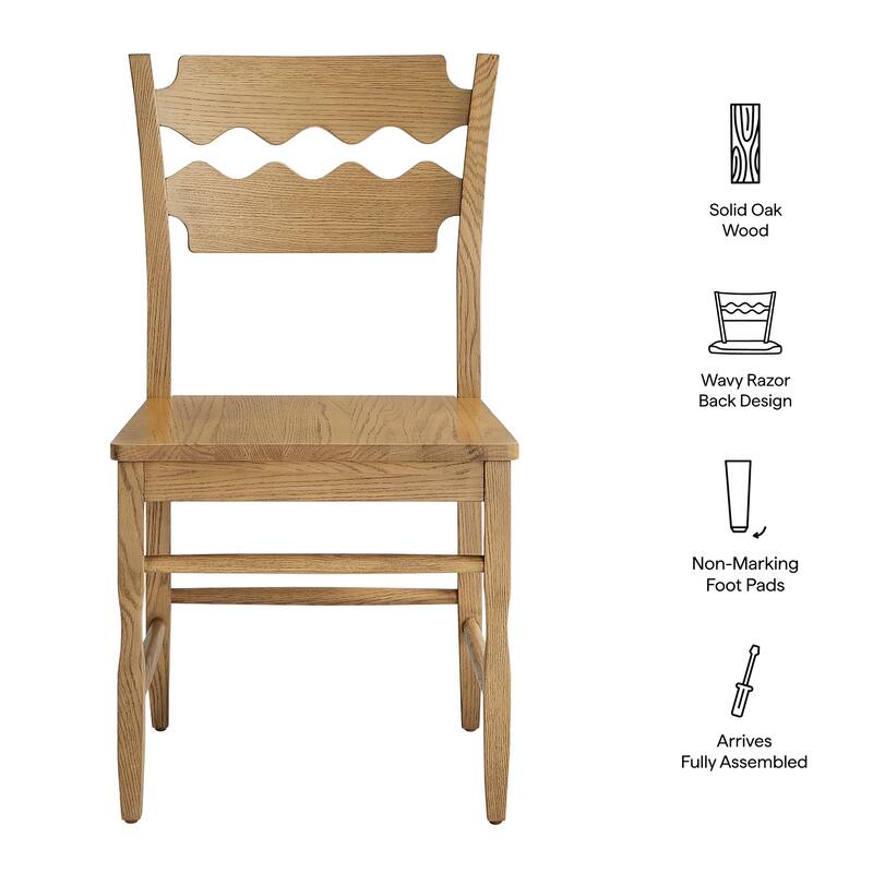 Jax Oak Wood Dining Chair With Wavy Razor Back