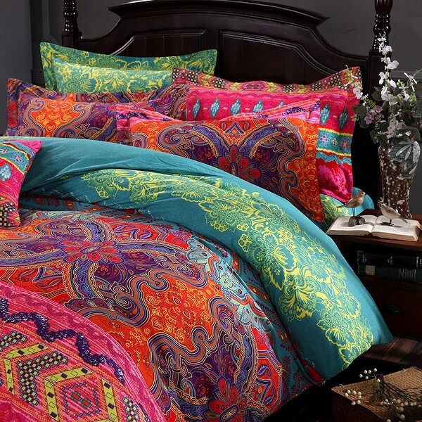 Exotic Boho Duvet Cover Set King California King Brushed Cotton Bohemian Teal Mandala Printed Comforter Cover 2 Pillowshams On Sale Bed Bath Beyond 40239406