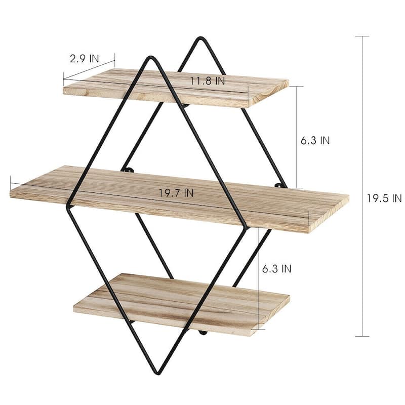 Wall Shelf Rustic Wood Floating Shelves,Brown 3-level Wall Shelf