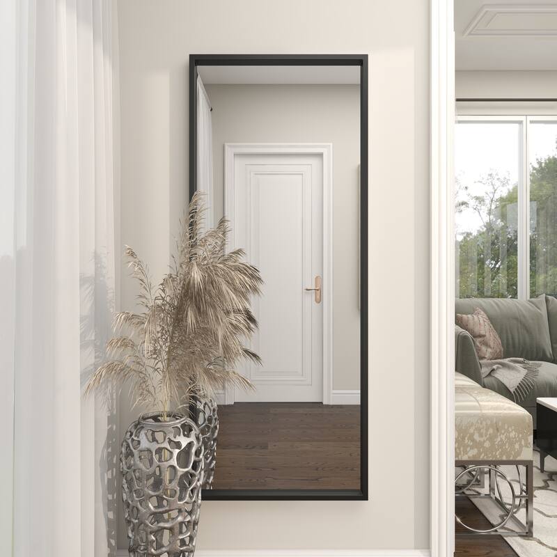 Metal Tall Floor Mirror - Black - Roche River Decor