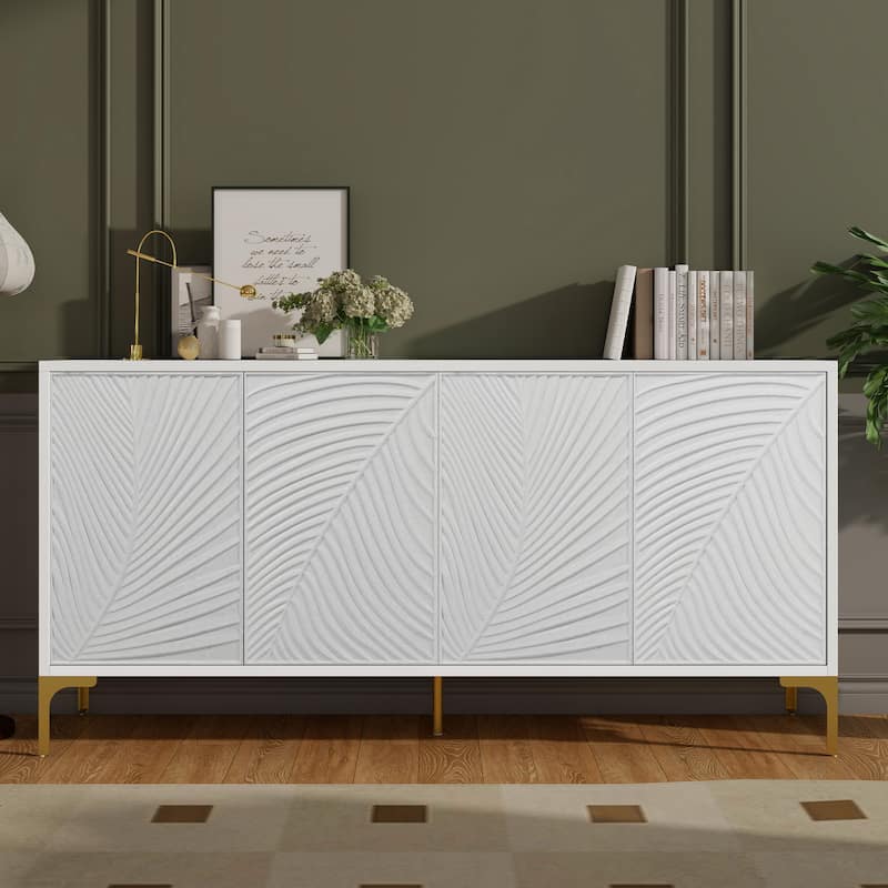 sideboard with 4 doors and Adjustable Shelves - White