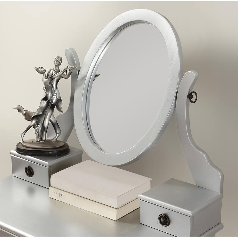 Wood Makeup Vanity Table and Stool Set for Bedroom