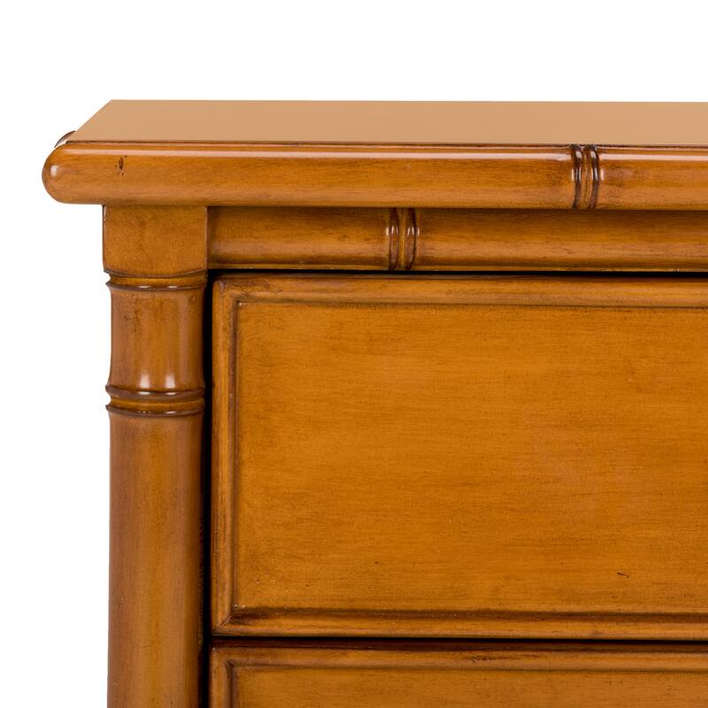 SAFAVIEH Jasmyne Modern Coastal 3-Drawer Navy Bamboo Nightstand
