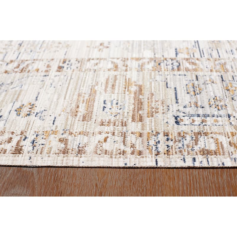 Terra by Obeetee Ava Diamond Medallion Ivory Rug