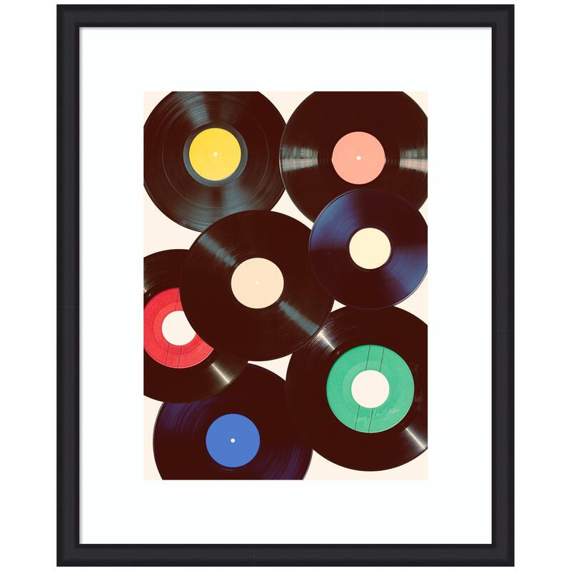 Kate and Laurel Framed Art Retro Vinyl by Honey Island Studio - 35x43 - Black