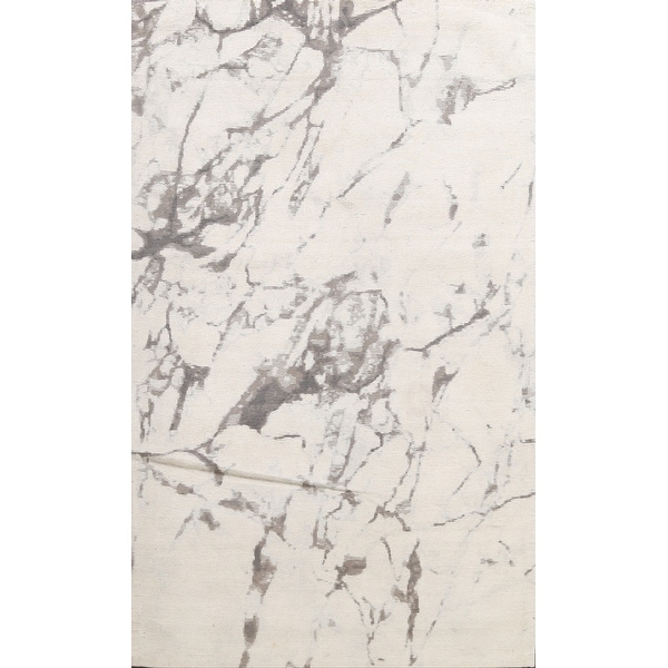Modern Abstract Wool/ Silk Highlight Oriental Area Rug Hand-tufted - 5'4" x 7'8". Opens flyout.