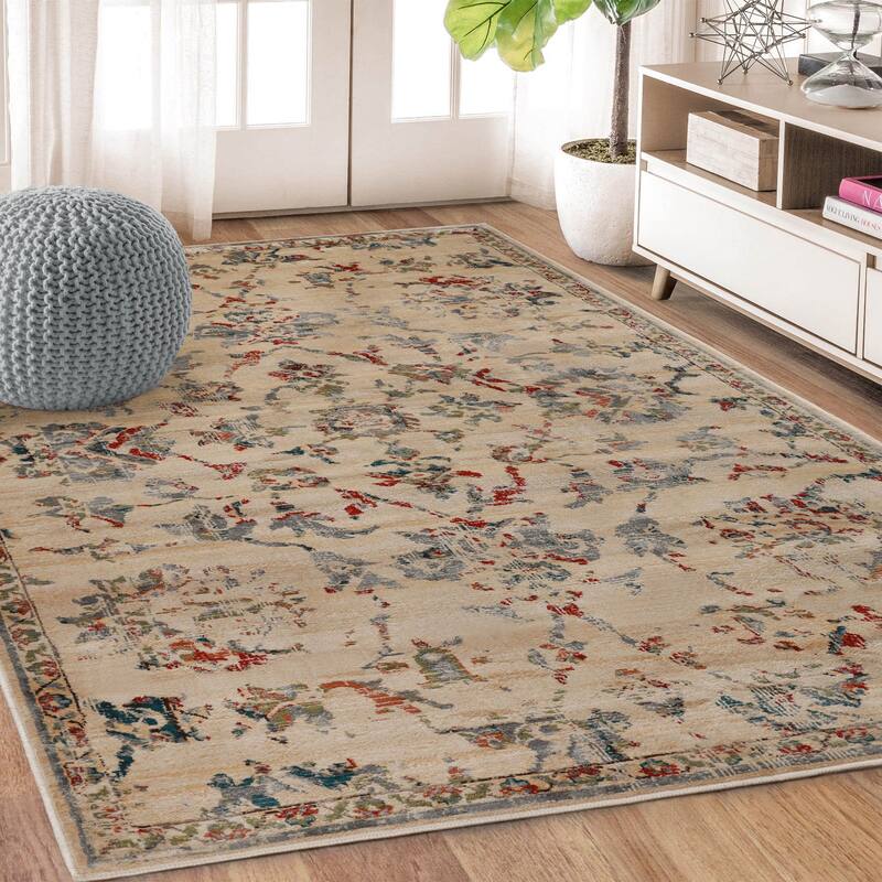 Superior Basilio Distressed Medallion Border Indoor Runner or Area Rug