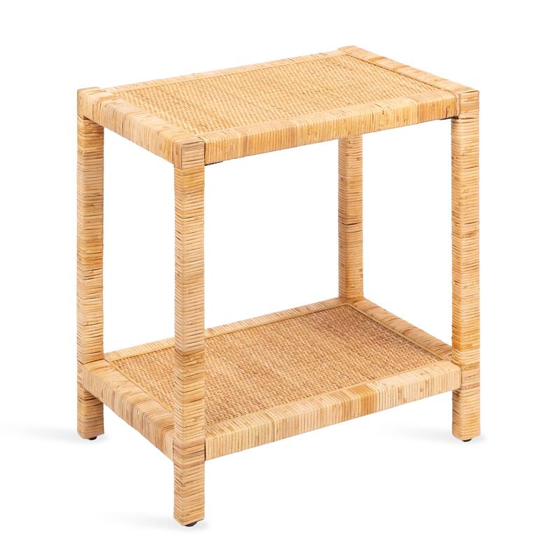 Kate and Laurel Rafina Rattan Rectangle Side Table - 14x22x24 - Natural