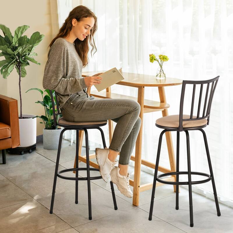 Javlergo Set of 2/Set of 4 Bar Stools, Adjustable-Height Swivel Counter Stools