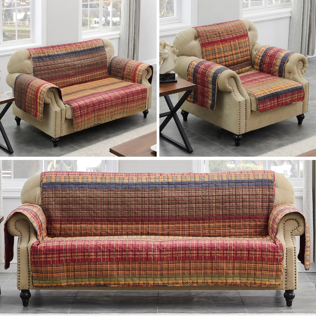 Greenland Home Fashions Western Plaid Reversible Pet-Friendly Slipcover - Furniture Protector