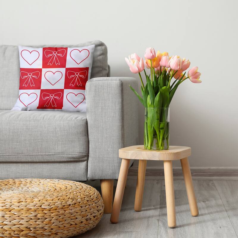 Sweet Bows and Hearts Accent Pillow
