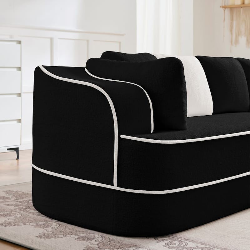 105.9" Modular L-shaped Teddy Velvet Sectional Sofa with Chaise and Curved Armrest