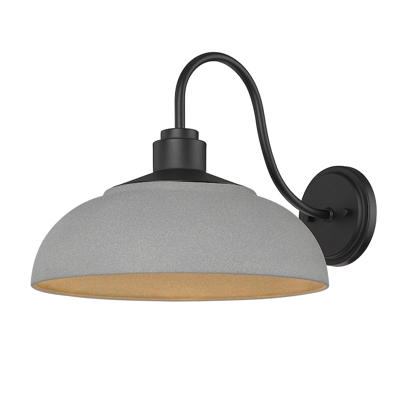 Levitt 13.63" Wide 1-Light Natural Black Outdoor Wall Light - Natural Gray Shade