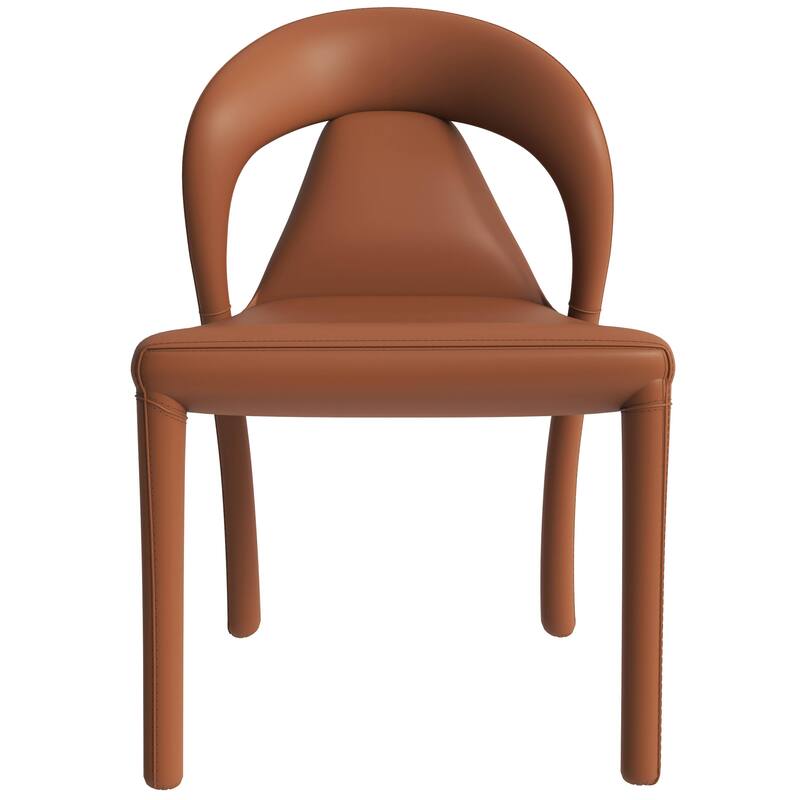 Leather Dining Chairs with Metal Legs Open-Back Design Solace Series Set of 2