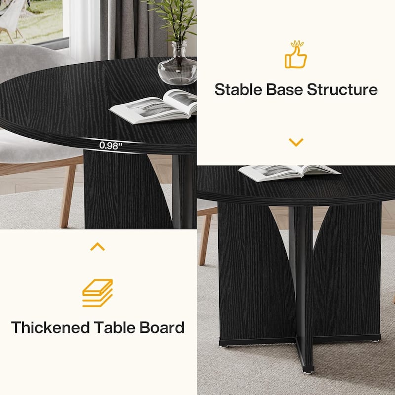 39.4-inch Wood Round Kitchen/Dining Table for 4 People Dining/Living Room