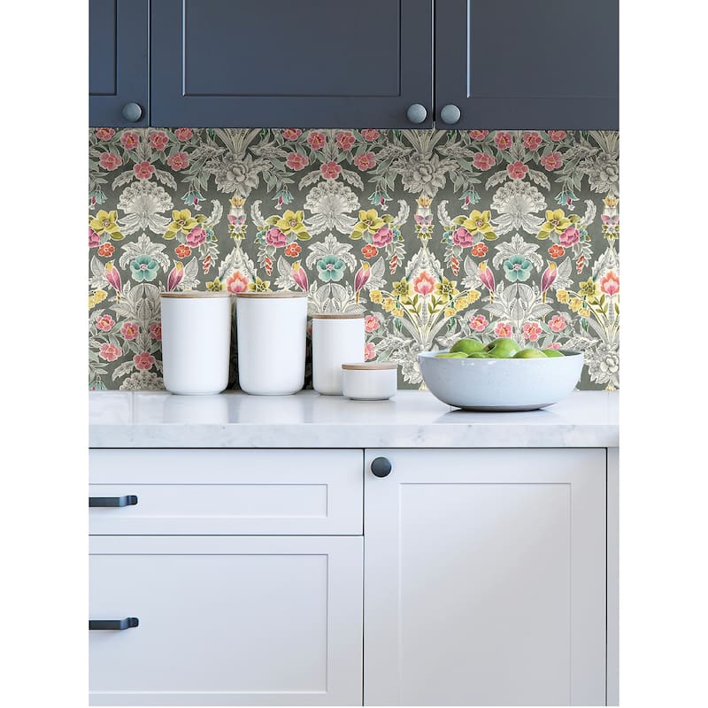 NuWallpaper Grey Summer Love Peel & Stick Wallpaper - 216in x 20.5in x 0.025in