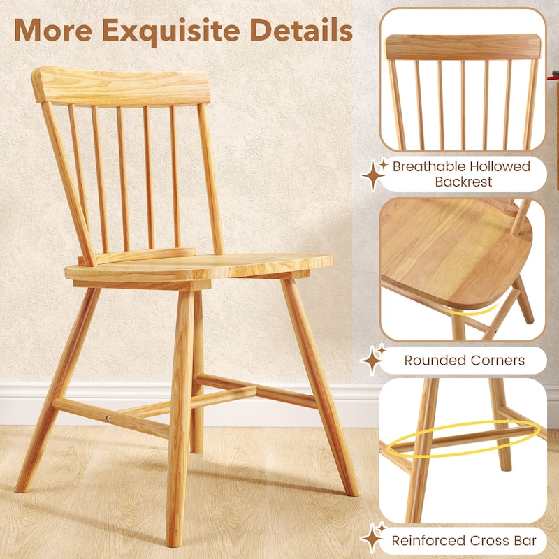 Gymax Dining Chairs Set of 2 Farmhouse Kitchen Chair w/ Rubber Wood