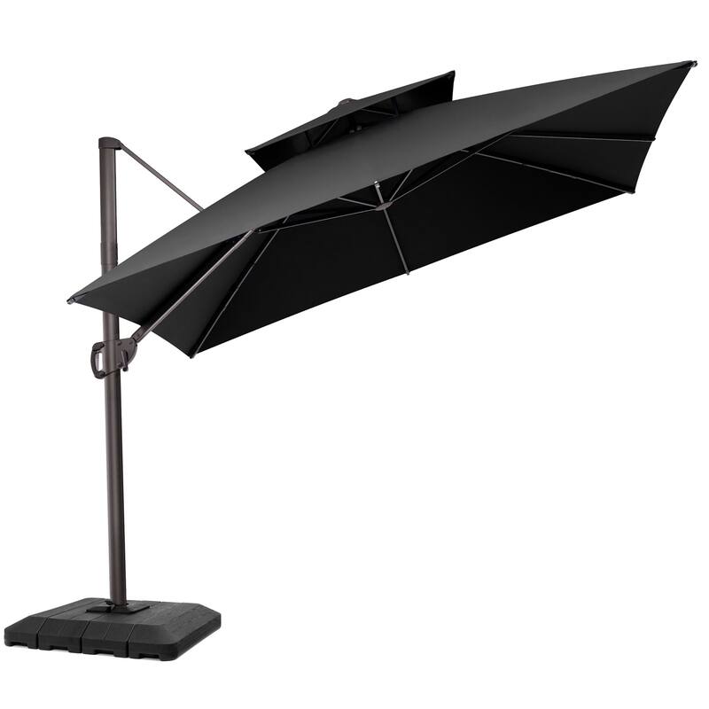 VredHom Outdoor Double Top Patio Cantilever Umbrella with Base