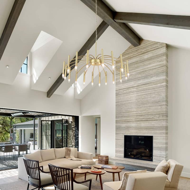 38.97 in. Modern Chandelier, Farmhouse Chandelier , 18-Light Candle Style Chandelier for Dining Room Living Room Bedroom Kitchen