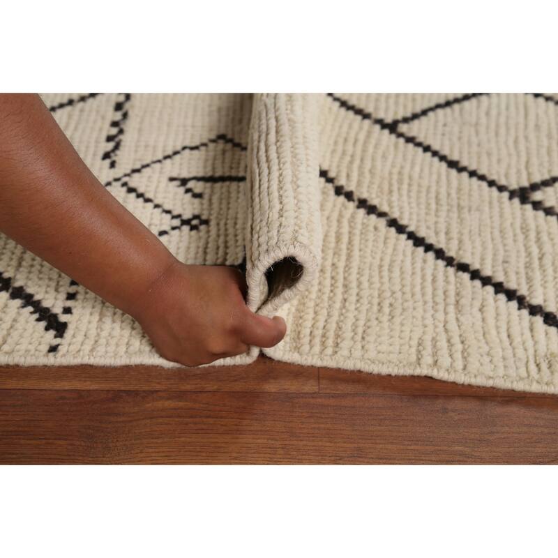 All-Over Geometric Moroccan Area Rug Hand-Knotted Wool Carpet - 7'9"x 9'8"