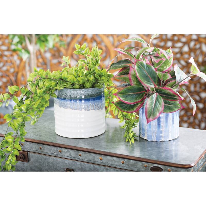Porcelain Coastal Planter (Set of 3) - S/3 9", 7", 6"H