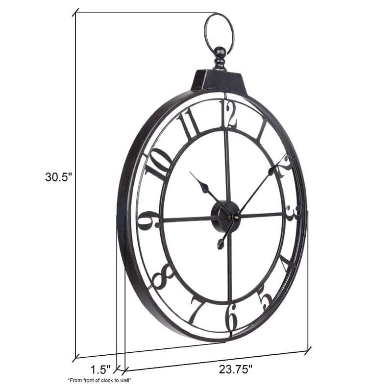 Selene Round Metal Modern Farmhouse Wall Clock - 30.5"H x 23.75"W x 1.5"D