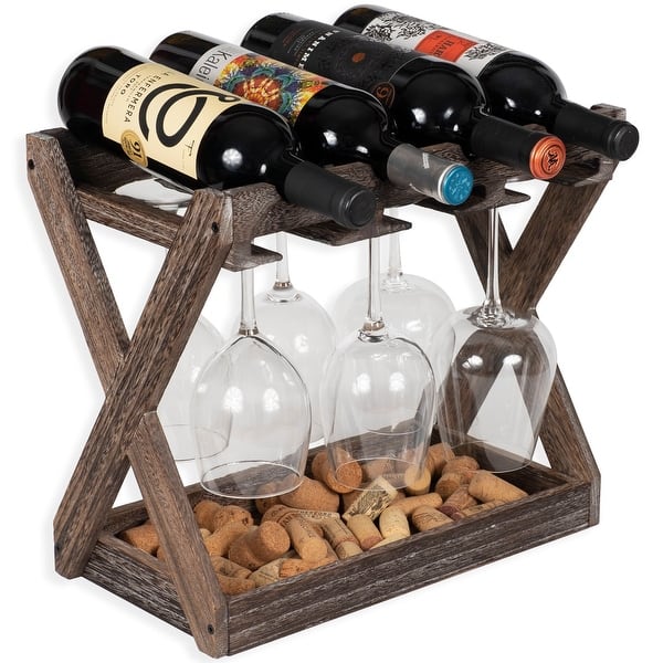 Rustic State Cava Tabletop Wine Rack and Stemware Holder Bed Bath