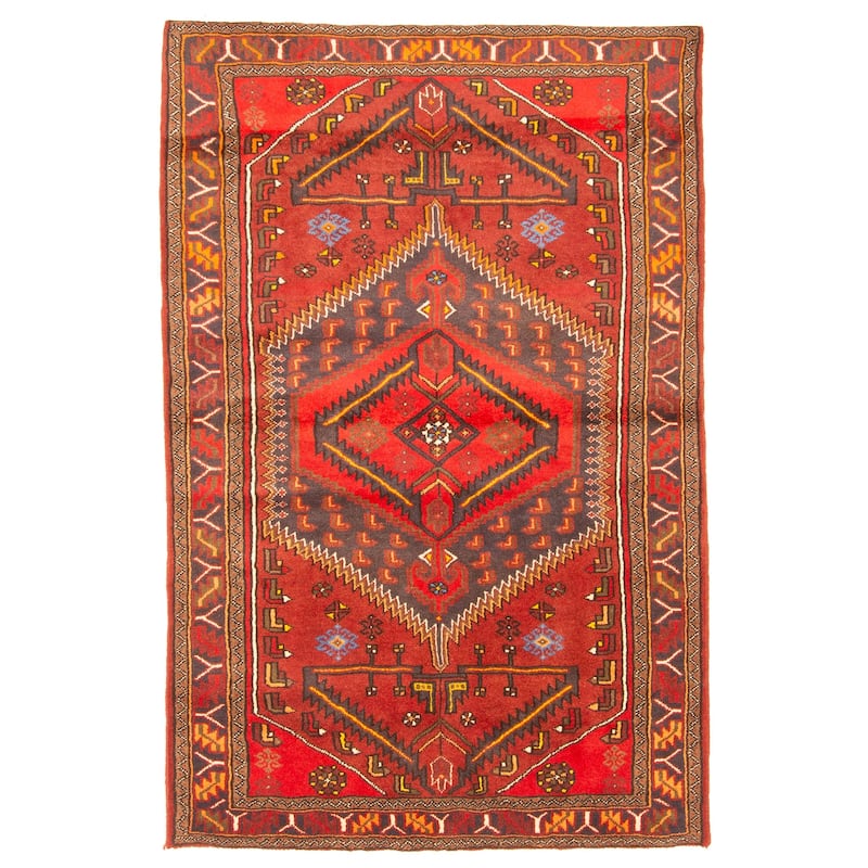 ECARPETGALLERY Hand-knotted Andelz Red Wool Rug - 4'2 x 6'7
