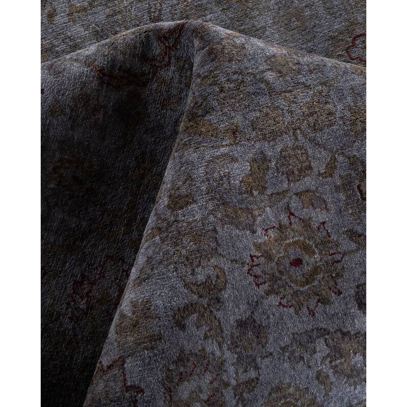 Overton Hand Knotted Wool Vintage Inspired Modern Contemporary Overdyed Gray Area Rug - 4' 7" x 6' 10"