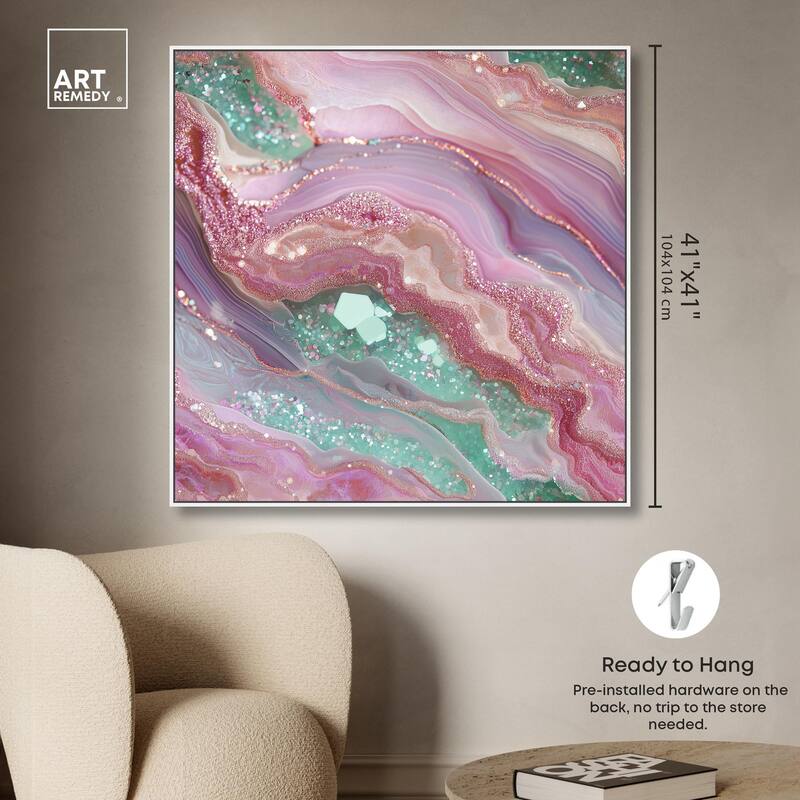 Pink and Mint Crystal II Canvas by Art Remedy