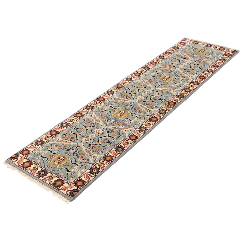 ECARPETGALLERY Hand-knotted Serapi Heritage Light Blue Wool Rug - 2'5 x 9'11